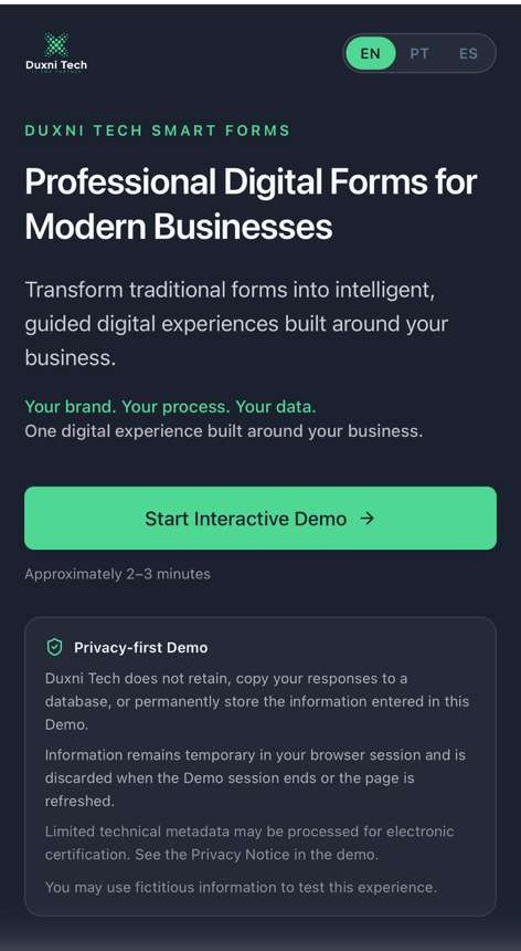SmartForms running on a smartphone