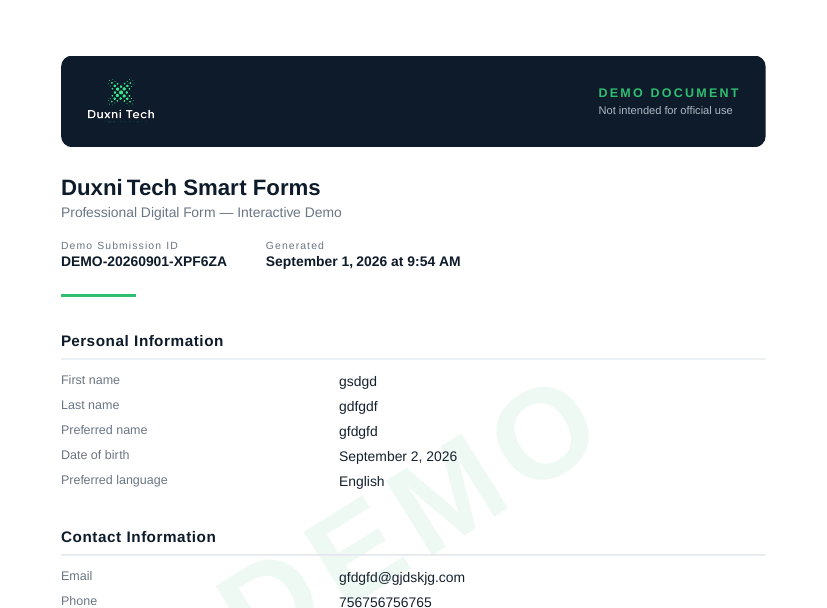 Generated SmartForms PDF document output